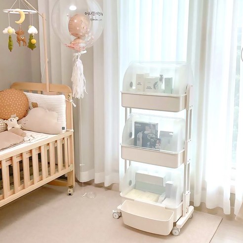 육아맘의 공간에 편리함과 아름다움을 더하는 뉴코코맘 이동식 트롤리 기저귀 정리함