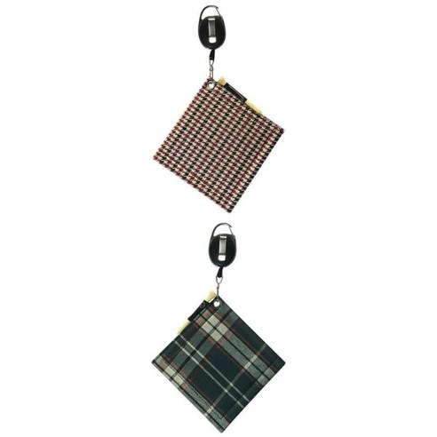 2 골프공용 폴리에스터 닦는 천., 녹색+빨강, 11.5x11.5x1cm