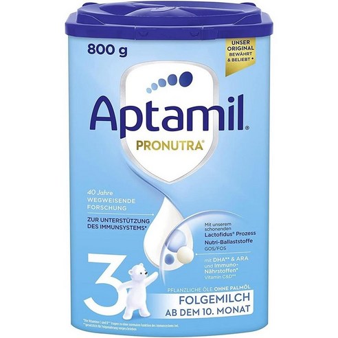 독일 압타밀 Aptamil Pronutra 3 10개월이상 프로누트라 3 폴게밀히 후속 아기 분유, 800g, 5개