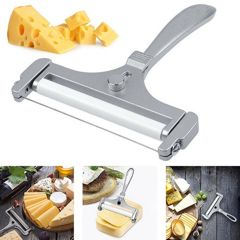 1pc 치즈 슬라이서 조정 가능한 강판 대패 질 알루미늄 버터 Nonstick 치즈 버터 Rallador 커터 홈 부엌 슬라이싱 도구|치즈 슬라이서|, 1개(A0), Aluminum
