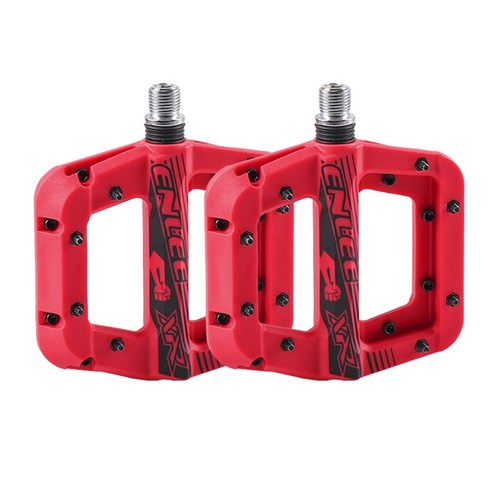 ENLEE 산악 자전거 페달 비 슬립 경량 나일론 섬유 플랫폼 Pedals MTB 9/16 인치, 1개, Red