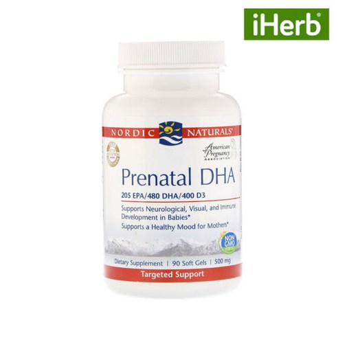 노르딕내츄럴스 Prenatal DHA 500mg 90캡슐 임산부 오메가3 비타민D 태아 Nordic Naturals