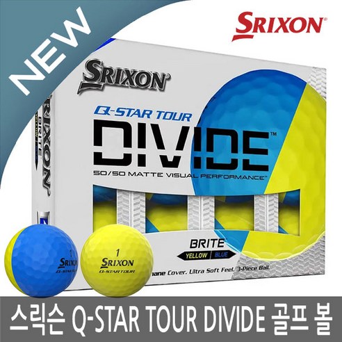 스릭슨 Q-STAR 투어 디바이드 골프볼(3피스) 옐로우 블루/레드/오렌지 1더즌 12알, Q-STAR DIVIDE-1더즌(12알), 옐로우/블루