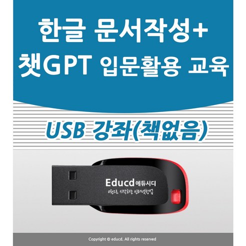 아래한글 문서작성 가이드 강좌+챗GPT 입문 활용 사용법과 인공지능 쳇지피티 한컴오피스 hwp 워드 2022 2018 2016 실무 버전 가능 책 교재보다 좋은 USB 강좌 교육, 한글 문서작성과 챗GPT 입문 활용