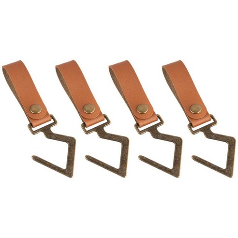 4PCS PU 가죽 스트랩 조리기구 냄비 랙 후크 견고한 교수형 후크-주방 용품 냄비 기구 식물 수건에 대한 여러, 84x20mm, 갈색