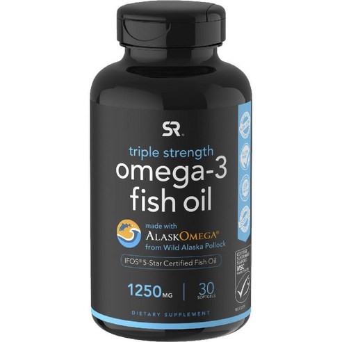 스포츠리서치 트리플 스트렝스 오메가-3 피쉬 오일 1250mg 소프트젤, 30개입, 1개
