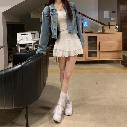 탑보그 펀칭 캉캉 레이스 프릴 스커트