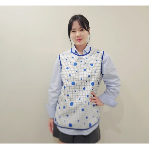 세수조끼 미니앞치마 주방앞치마 다용도 보육교사앞치마, 파란빛 원형, 1개, M