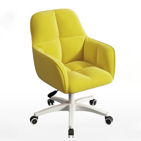예쁜 등받이 회전 화장대 책상 의자 인테리어의자, 노란색 (흰색 의자 다리), 1개