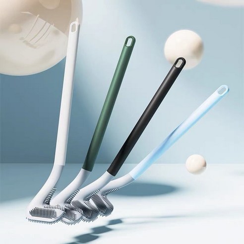 [두 팩 초저가] 새로운 화장실 브러시 실리콘 죽은 코너 가정용 화장실 유물 벽 마운트 펀치-무료, 달빛화이트+공간회색[후크]