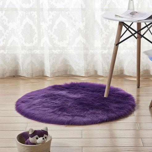 현대 심플한 카펫 바닥 깔개 원형 벨벳 소파 깔개 방석 침실 가득 깔다 거실 가정용 창문 깔개, 자주색