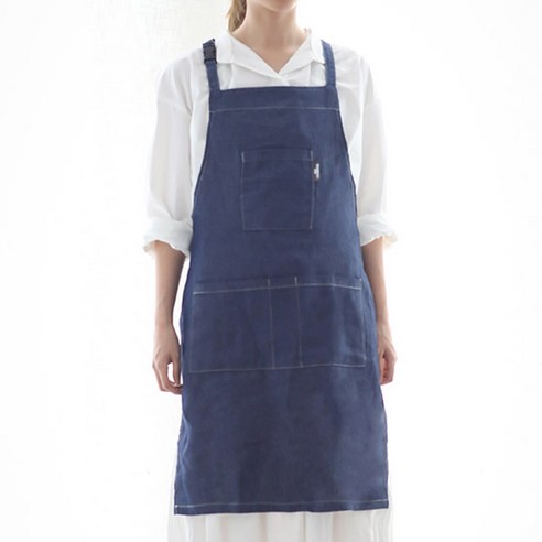 헤지 순면 워싱 버클 앞치마 2개, 진청