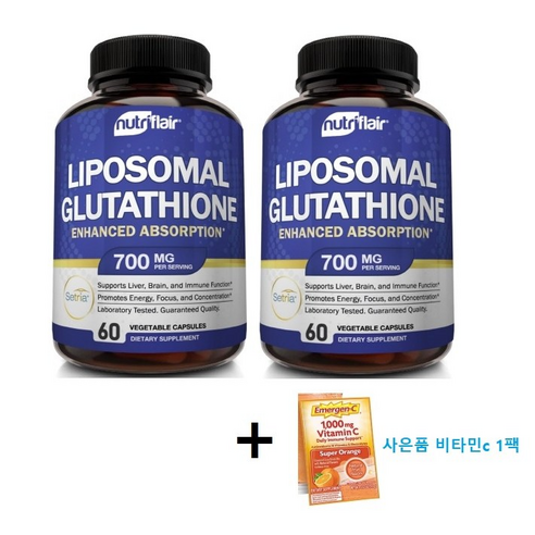 2개세트 뉴트리플레어 리포조말 리포좀 글루타치온 700mg 60베지캡+비타민C 1팩, 1개, 120정