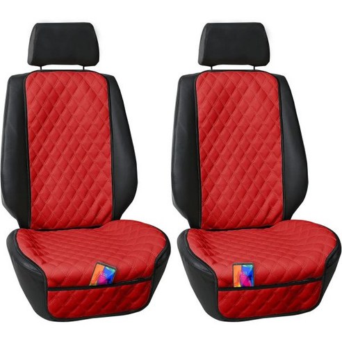 FH 그룹 카시트 커버 쿠션 네오슈프림 자동차용 2팩 시트 트럭 SUV RED 인조 가죽 방수 유니버설 핏 프로텍터