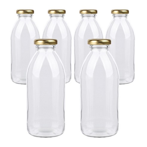 가인글로벌 밀크티500 유리병, 38러그캡 (골드), 6개, 500ml