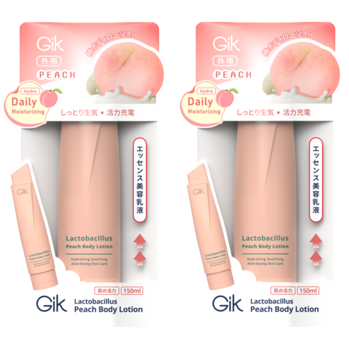 Gik 유산균 피치 바디로션, 150ml, 2개