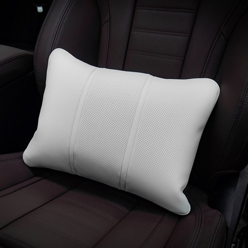 천연 나파 가죽 자동차 허리 등 쿠션 SORONA BMW 벤츠 볼보 차량용, 1개, 실버스톤화이트