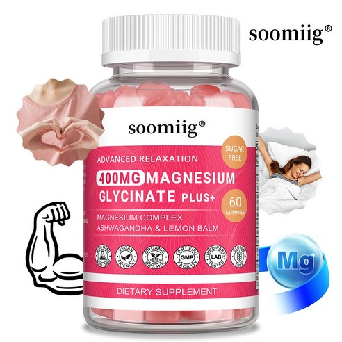 마그네슘 글리신 400mg 젤리, 남아공 취가, 사과산마그네슘, 타우린 첨가, 무설탕 포뮬라, 성인 어린이용 마그네슘 영양 보충제, 3개, 60회분