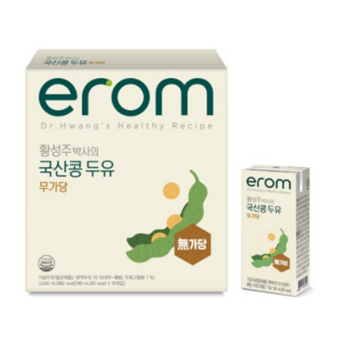 이롬 황성주 박사의 국산콩 두유 무가당, 190ml, 32개