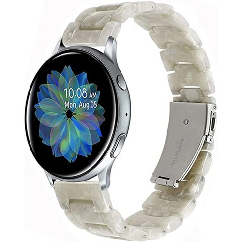 Galaxy Watch3 45mm 46mm 호환 22mm 시계 러그 퀵 릴리스 수지 스트랩, 펄 화이트