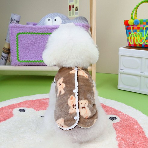 베리민즈 강아지 조끼 곰돌이 수면 강아지옷, 곰돌이브라운