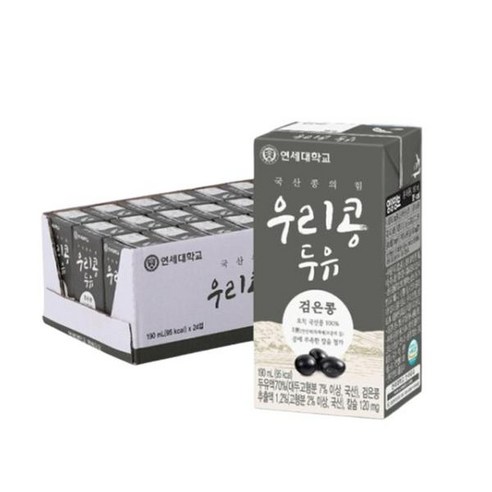 연세우유 우리콩두유 검은콩두유, 24개, 190ml