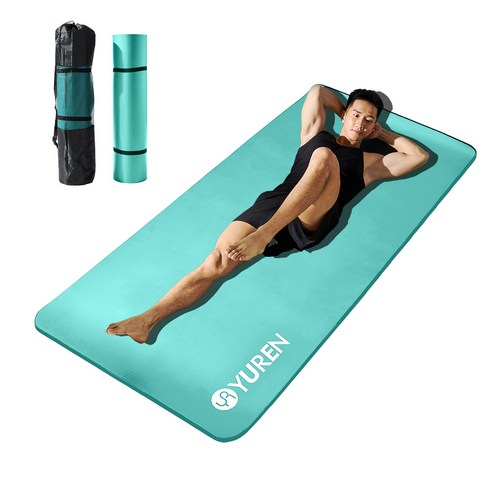 유렌 와이드 운동매트 90 x 195cm 요가매트 15mm NBR 홈트매트, 아이스 블루, 1개