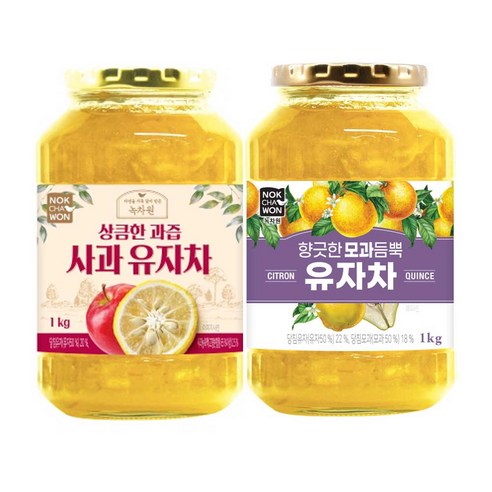 녹차원 사과과즙 유자차 1kg+모과듬뿍 유자차 1kg+스티로폼 안전포장, 2개, 단품, 1kg, 1개입