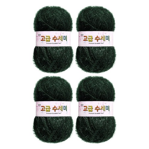 울클럽 별꽃수세미 DIY 고급수세미실 80g 4볼세트 + 동영상제공, 169딥그린