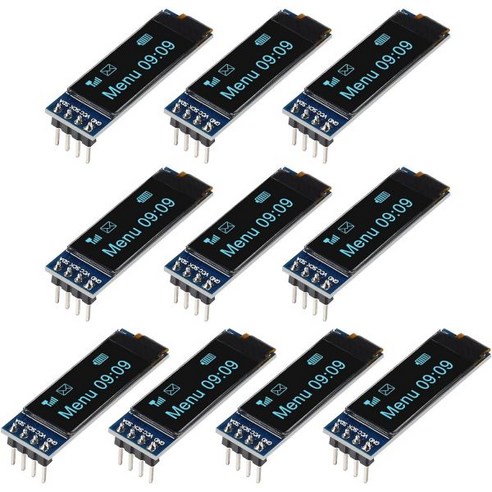 10 Pieces I2C Display Module 0.91 Inch OLED Screen Driver DC 3.3V~5V 4PINS for Arduino ESP32 ESP82, Blue