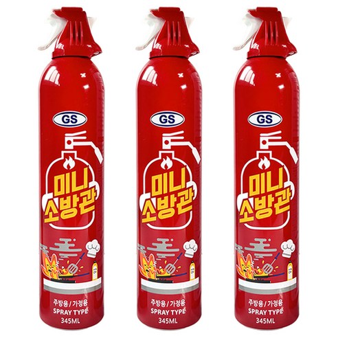 한국소방 미니소방관 차량용 소화기, 345ml, 3개