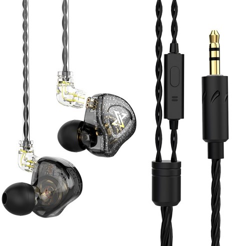 DFMEI QKZ AK MAX 이어링 헤드폰 HiFi 음질 중저음 라인 컨트롤 유선이어폰, 04 black with mic