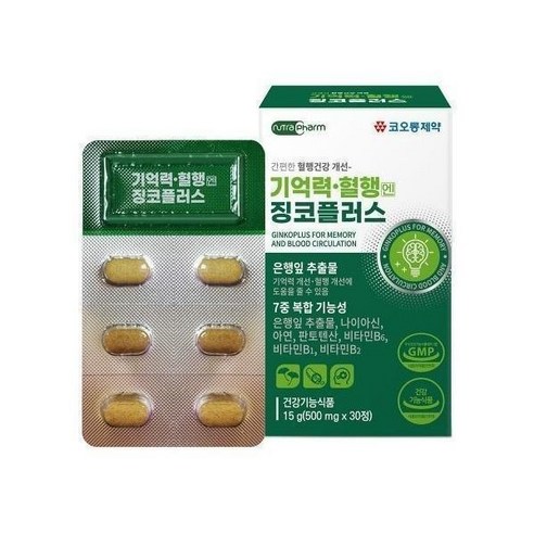 기억력 혈행엔 징코플러스러스, 30정, 3개
