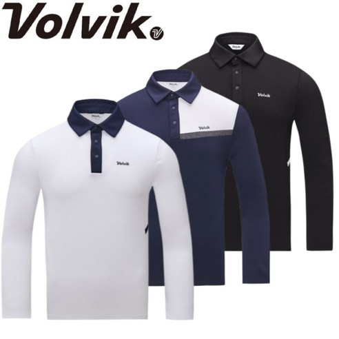 볼빅 골프웨어 L/S 시그니처 포인트 카라 폴로 티셔츠, 겨울철 필수 아이템 볼빅남성골프웨어