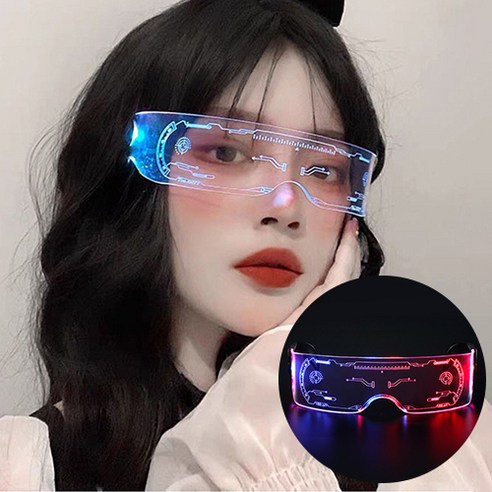 젤루나 LED 고글 사이버 축제 파티 안경 G-01, 1개, 듀얼