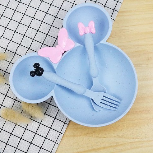 율지 유아 어린이 캐릭터 식기 세트, 블루, 1개