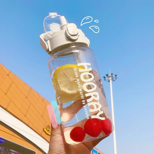 【휴대용 물병】물 컵 여성 슈퍼 대용량, 화이트/1500 Ml