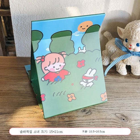 DFMEI 데스크탑 메이크업 거울 데스크탑은 대형 접이식 작은 거울 여성 기숙사 휴대용 휴대용 드레싱 거울을 서있을 수 있습니다., DFMEI 숨바꼭질 소녀