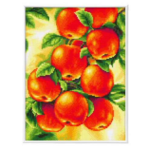 블링블링 보석십자수 슬림액자패키지 (AB+원형) 30x40cm, 1세트, BL3040-022 (재물홍사과-세로형)