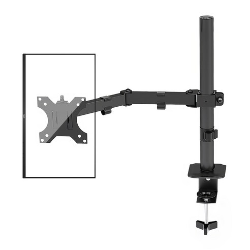 RUN기술 모니터암 거치대 베사홀 높이조절 각도조절 클램프, 싱글, 1개, 블랙(14-28인치)