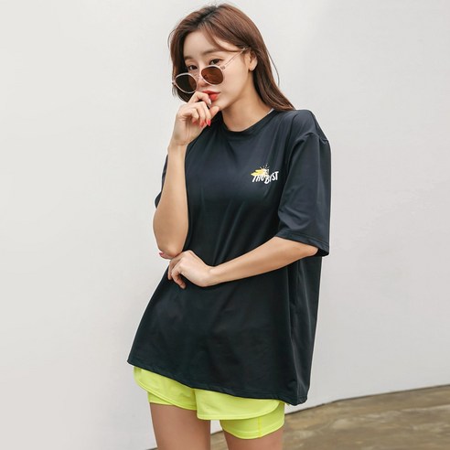 SOMMYBO 키벨레 오버핏 블랙 여성용 래쉬가드