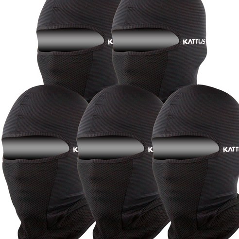 KATTUS COOLS BARACLAVA 1+1+1+1+1 망사복면 쿨 바라클라바 냉감바라클라바 복면 멀티스카프 스카프 워머 골프파크 형광증백제스트 완료 KC인증, 블랙 5pcs, 4개