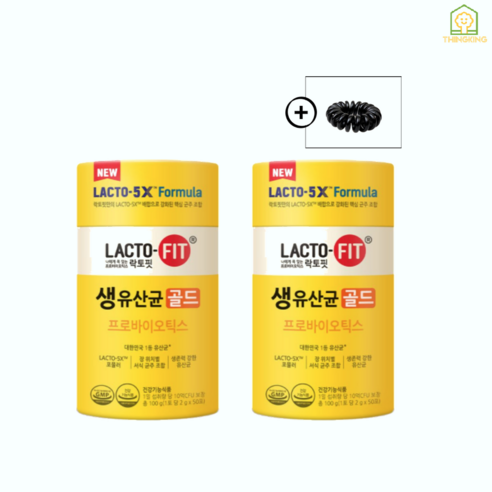 [100% 정품] 뉴 락토핏 생 유산균 골드 5x 프로바이오틱스 5통 250포 Lactofit gold 종근당 건강 식품 락토빗 라토픽 라톡핏 라토핏 + 사은품 비타민C 츄어블, 5개, 100g