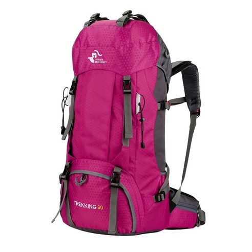 YSSHOP 방수 60L 배낭 배낭 하이킹 캠핑 트레킹 가방 팩, 68x33x20cm, 나일론, 핑크