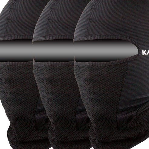 KATTUS COOLS BARACLAVA 1+1+1 망사복면 쿨 바라클라바 냉감바라클라바 복면 멀티스카프 스카프 워머 골프파크 형광증백제스트 완료 KC인증, 블랙 3pcs, 3개