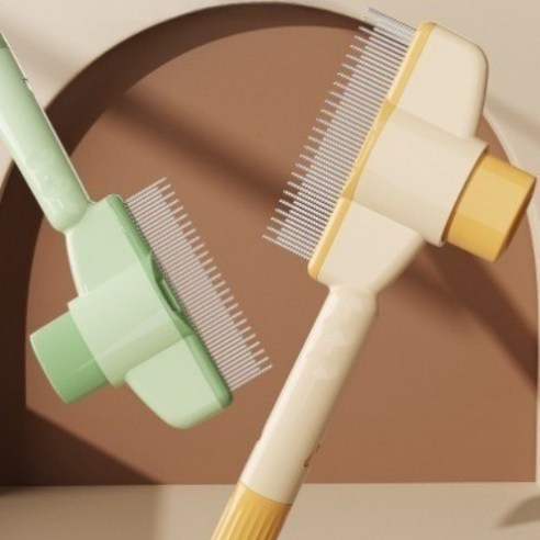 라고머스 반려동물 원터치 저자극 참빗 죽은털 제거 브러쉬, 1개, 노란색