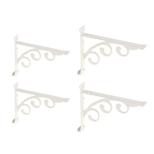 4pcs L 모양의 벽 마운트 선반 브래킷 금속 교수형 홀더, 화이트, 알루미늄