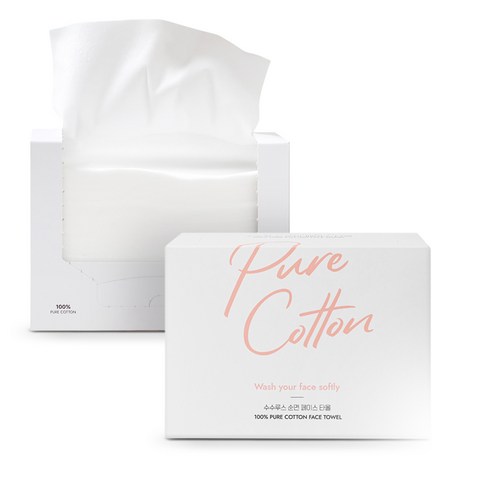 수수루스 순면 100% 대형 페이스 타올 - 순면 스킨케어 클렌징 수건대용 페이스타올, 1박스