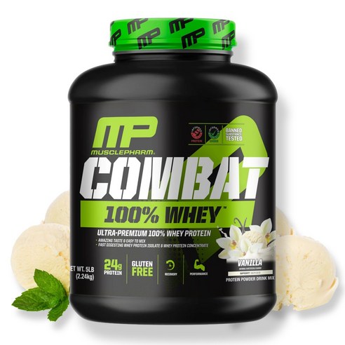 머슬팜 컴뱃 울트라 웨이 프로틴 파우더 바닐라 믹스 2269g 유청 칼슘 칼륨 초보자, 2.269kg, 1개
