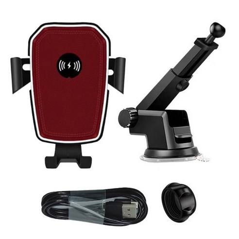 자동차 무선 차량용 충전기 제나라 차량용 충전기 고속 충전 차량용 홀더 스마트폰용 마운트 전화 홀더 브래킷, 빨간색, 114x93x53mm, ABS+실리콘